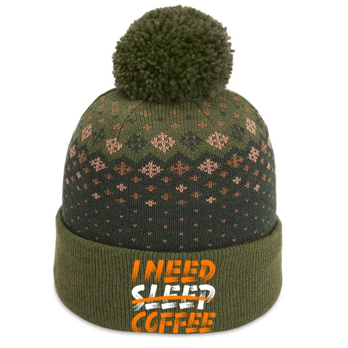 I Need Coffee The Baniff Cuffed Pom Beanie