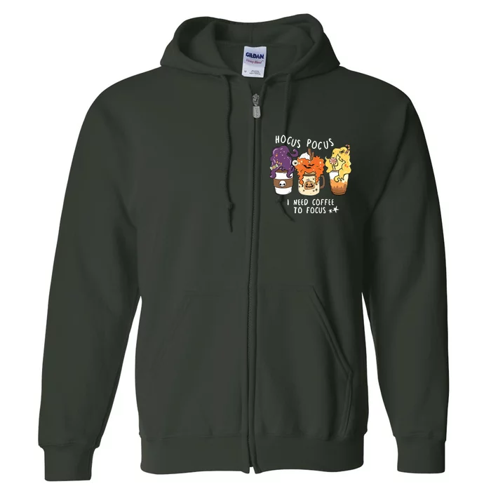 I Need Coffee To Focus Halloween Teacher Girl Full Zip Hoodie