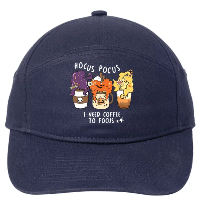 I Need Coffee To Focus Halloween Teacher Girl 7-Panel Snapback Hat