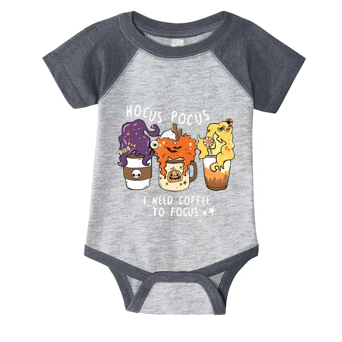 I Need Coffee To Focus Halloween Teacher Girl Infant Baby Jersey Bodysuit