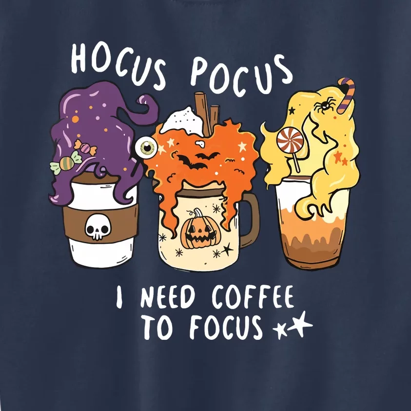 I Need Coffee To Focus Halloween Teacher Girl Kids Sweatshirt