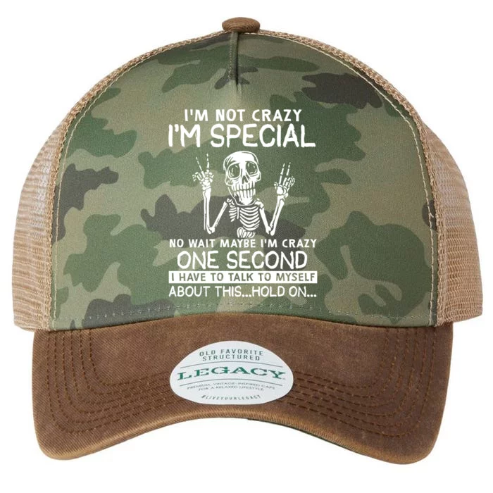 IM Not Crazy Im Special No Wait Maybe IM Crazy 1s Skeleton Gift Legacy Tie Dye Trucker Hat