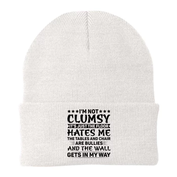 IM Not Clumsy The Floor Hates Me Funny Sayings Sarcastic Knit Cap Winter Beanie