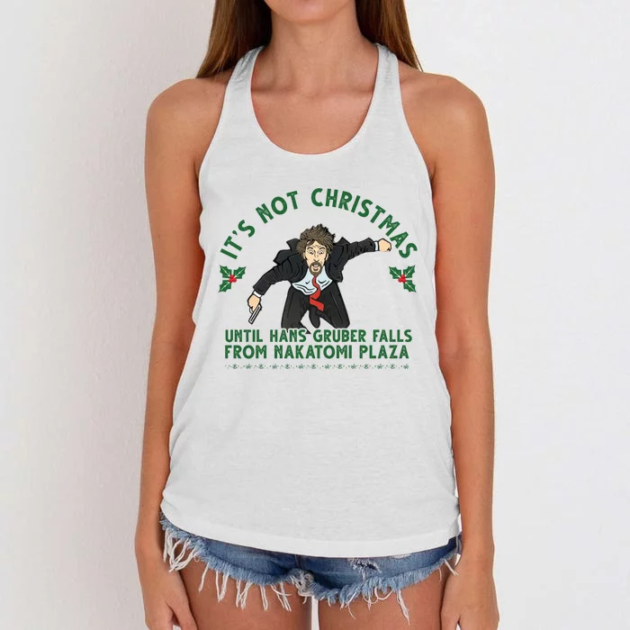 It's Not Christmas Until Hans Gruber Falls From Nakatomi Plaza Women's Knotted Racerback Tank