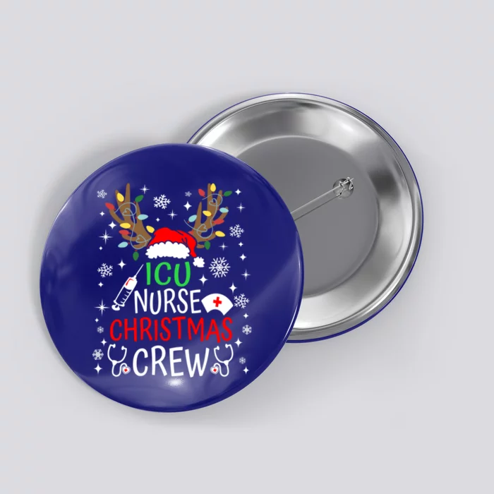 Icu Nurse Crew Reindeer Christmas Icu Nursing Squad Group Gift Button