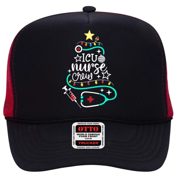 Icu Nurse Crew Merry Christmas Intensive Care Unit Nursing Gift High Crown Mesh Trucker Hat