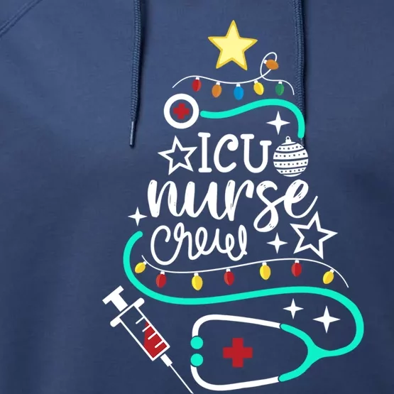 Icu Nurse Crew Merry Christmas Intensive Care Unit Nursing Gift Performance Fleece Hoodie