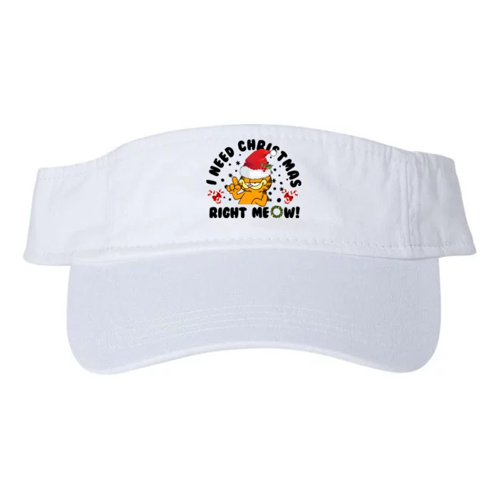 I Need Christmas Right Meow Funny Santa Cat Valucap Bio-Washed Visor