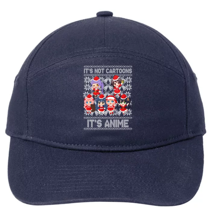 Its Not Cartoons Its Anime Ugly Christmas 7-Panel Snapback Hat