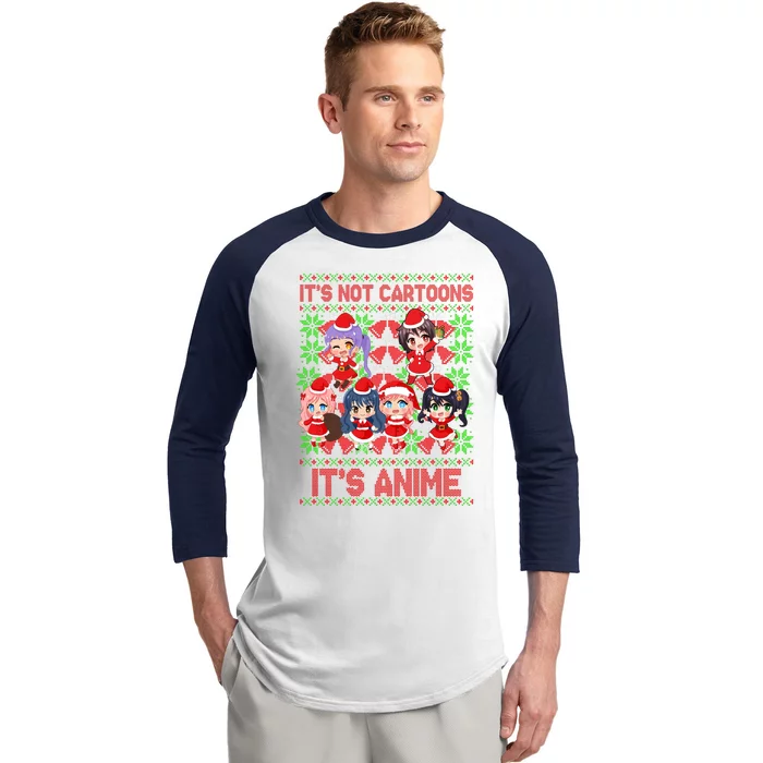 Its Not Cartoons Its Anime Ugly Christmas Baseball Sleeve Shirt