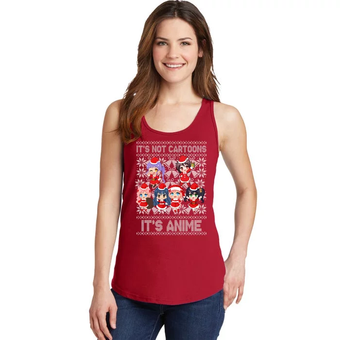 Its Not Cartoons Its Anime Ugly Christmas Ladies Essential Tank