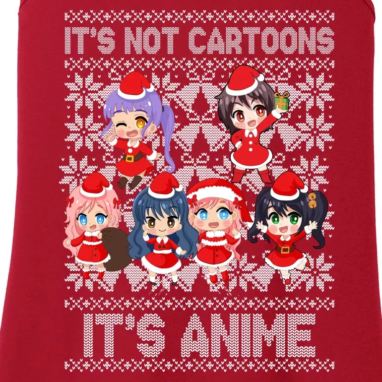 Its Not Cartoons Its Anime Ugly Christmas Ladies Essential Tank