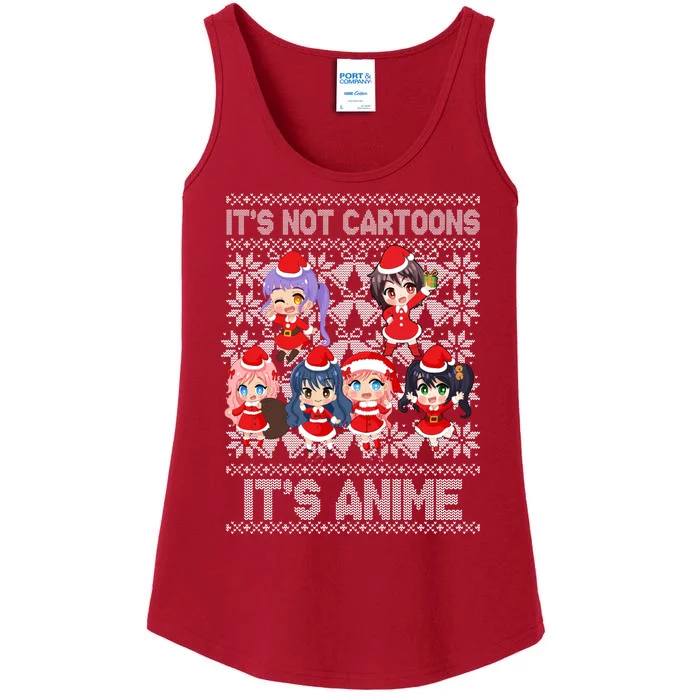 Its Not Cartoons Its Anime Ugly Christmas Ladies Essential Tank