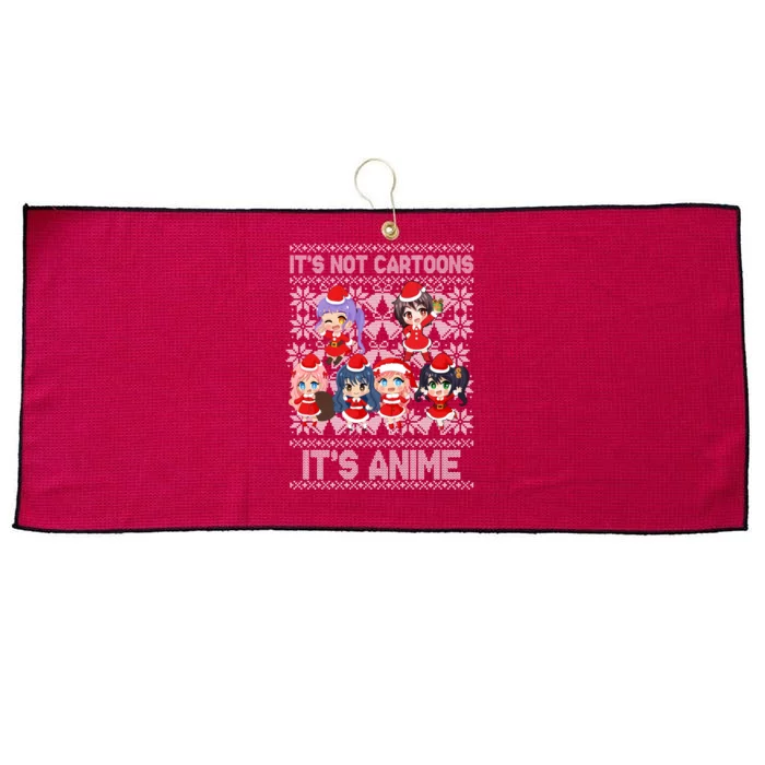 Its Not Cartoons Its Anime Ugly Christmas Large Microfiber Waffle Golf Towel