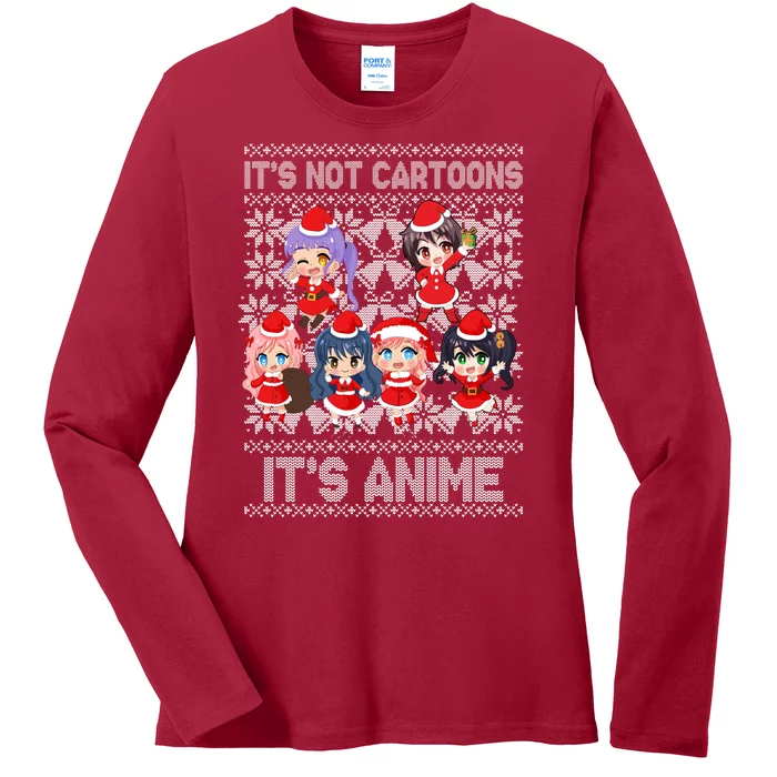 Its Not Cartoons Its Anime Ugly Christmas Ladies Long Sleeve Shirt