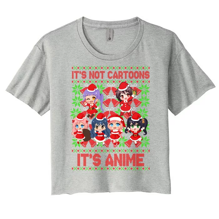 Its Not Cartoons Its Anime Ugly Christmas Women's Crop Top Tee