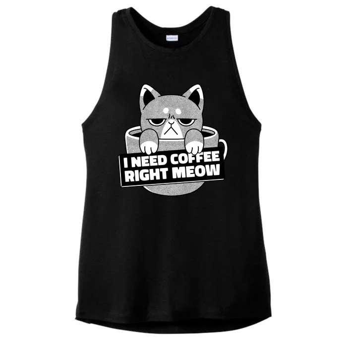 I Need Coffee Right Meow Ladies Tri-Blend Wicking Tank