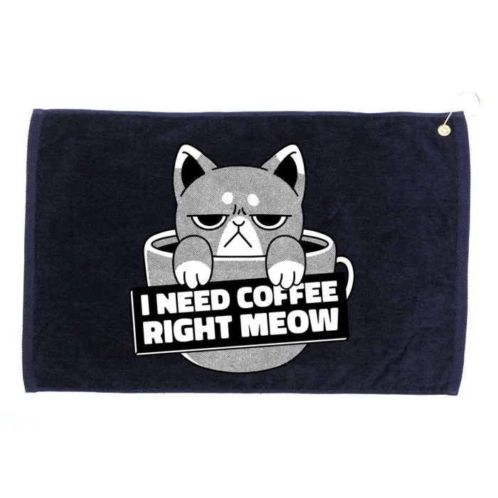 I Need Coffee Right Meow Grommeted Golf Towel