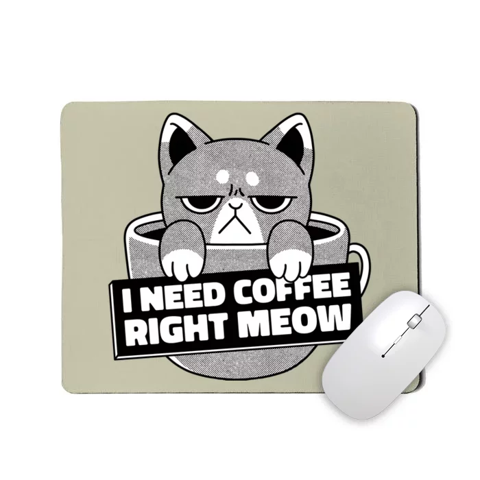 I Need Coffee Right Meow Mousepad