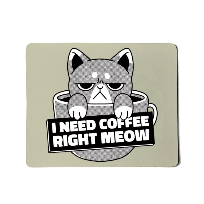 I Need Coffee Right Meow Mousepad