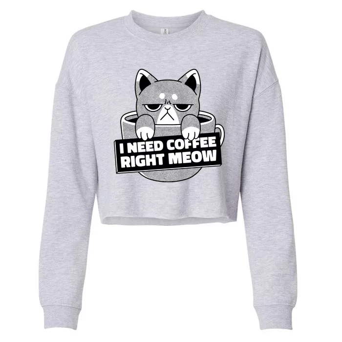 I Need Coffee Right Meow Cropped Pullover Crew