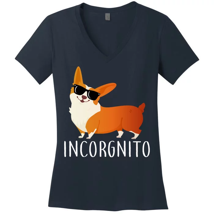 Incorgnito Corgi Dog Women's V-Neck T-Shirt