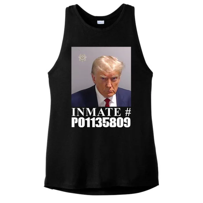 Inmate Number Donald Trump Mugshot Ladies Tri-Blend Wicking Tank