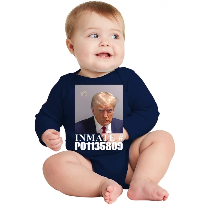 Inmate Number Donald Trump Mugshot Baby Long Sleeve Bodysuit