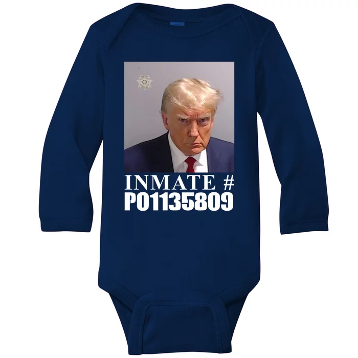 Inmate Number Donald Trump Mugshot Baby Long Sleeve Bodysuit