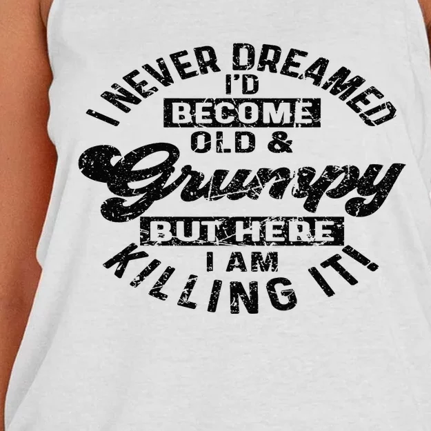 I Never Dreamed That Id Become A Grumpy Old Man Grandpa Women's Knotted Racerback Tank