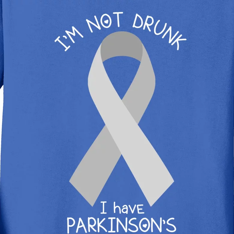 Im Not Drunk I Have Parkinsons Awareness Ribbon Pd Patient Gift Kids Long Sleeve Shirt