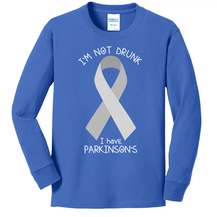 Im Not Drunk I Have Parkinsons Awareness Ribbon Pd Patient Gift Kids Long Sleeve Shirt