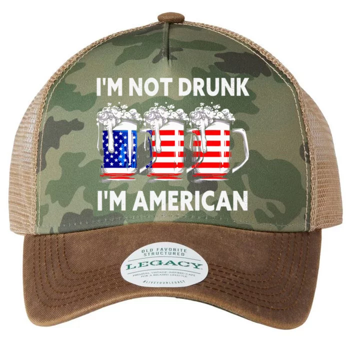 Im Not Drunk Im American Quote Funny Beer Cool Usa Flag Cute Gift Legacy Tie Dye Trucker Hat