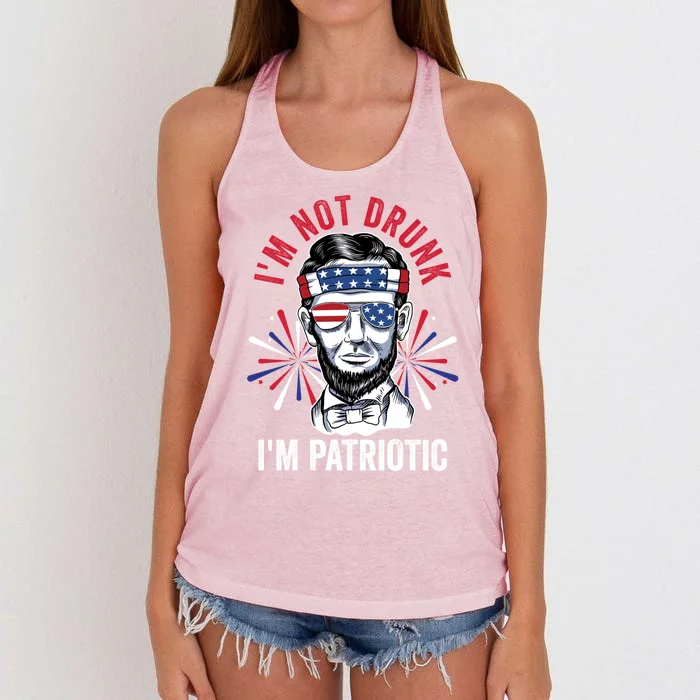 Im Not Drunk Im Patriotic Fireworks Director Lincoln Gift Women's Knotted Racerback Tank