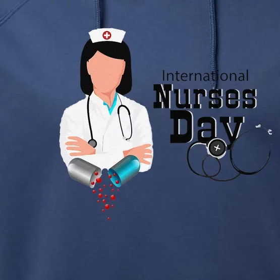 International Nurse Day Awareness Perfect Nurse Earth Angles Performance Fleece Hoodie