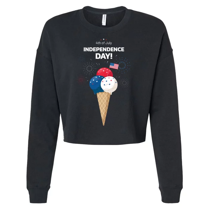 Independence Day Ice Cream Red White And Blue Cropped Pullover Crew