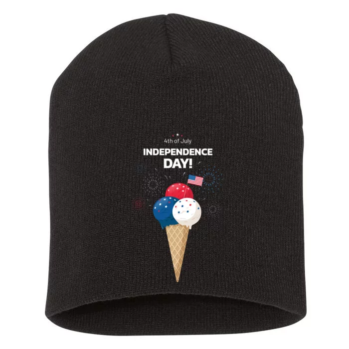 Independence Day Ice Cream Red White And Blue Short Acrylic Beanie