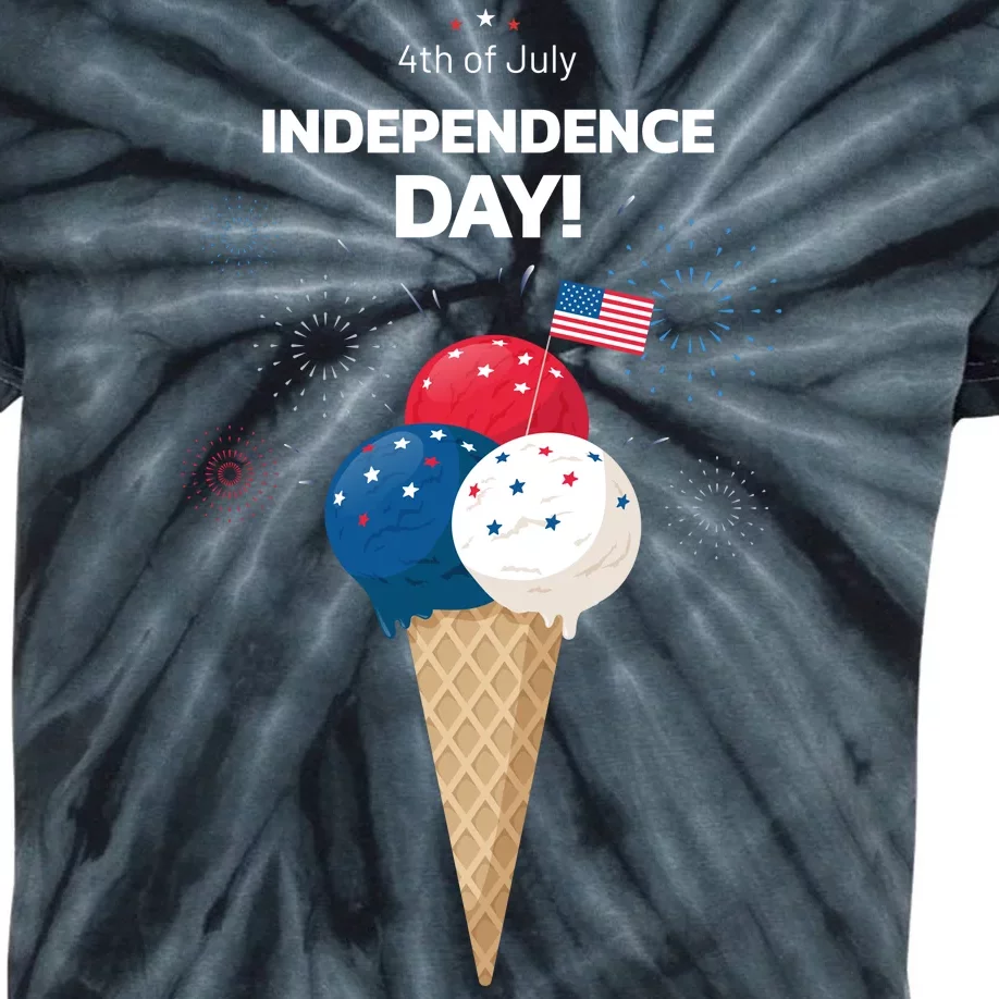 Independence Day Ice Cream Red White And Blue Kids Tie-Dye T-Shirt