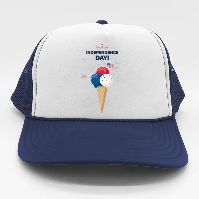 Independence Day Ice Cream Red White And Blue Trucker Hat