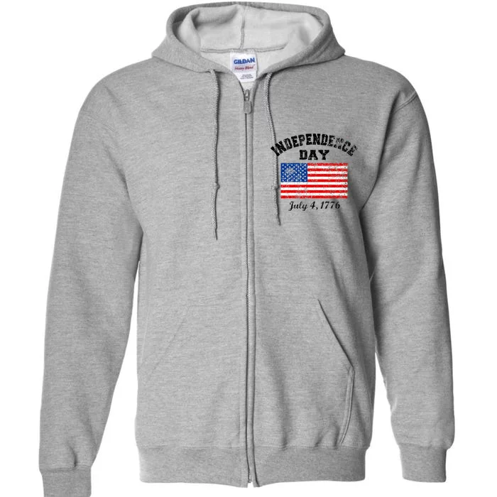 Independence Day July 4 1776 Vintage Full Zip Hoodie