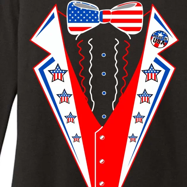 Independence Day USA Tuxedo Tux Womens CVC Long Sleeve Shirt