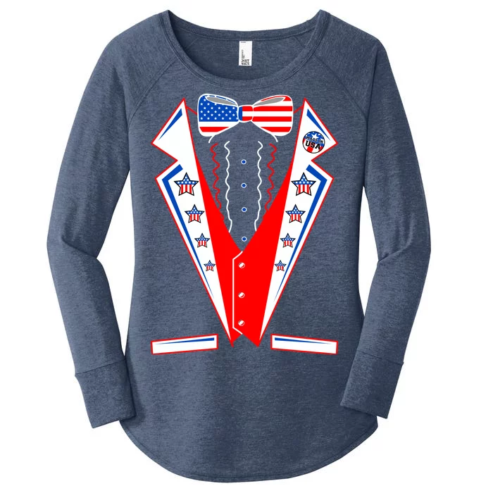 Independence Day USA Tuxedo Tux Women's Perfect Tri Tunic Long Sleeve Shirt