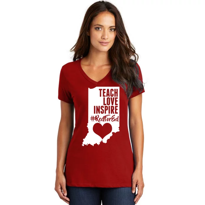 Indiana #Red For Ed Women's V-Neck T-Shirt