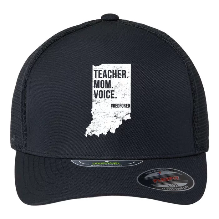 Indiana Teachers Red For Ed Mom Voice Flexfit Unipanel Trucker Cap