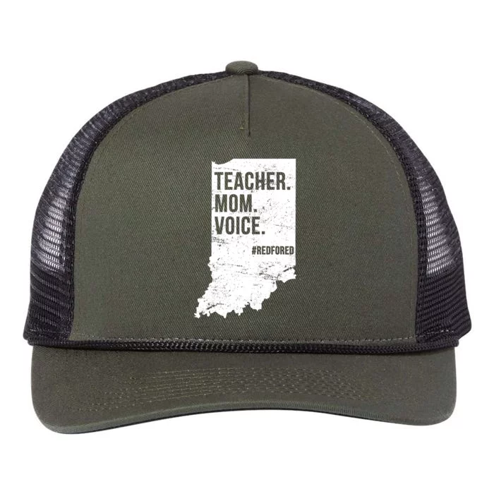 Indiana Teachers Red For Ed Mom Voice Retro Rope Trucker Hat Cap