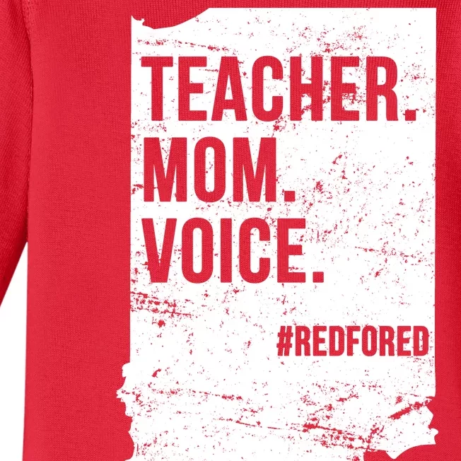 Indiana Teachers Red For Ed Mom Voice Baby Long Sleeve Bodysuit