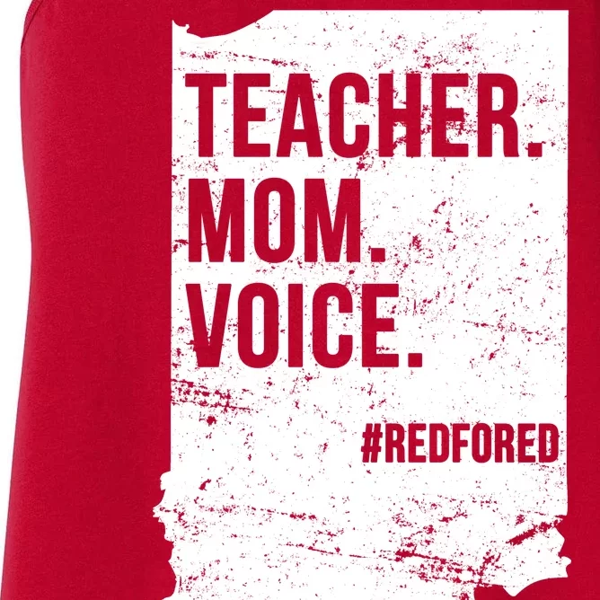 Indiana Teachers Red For Ed Mom Voice Women's Racerback Tank