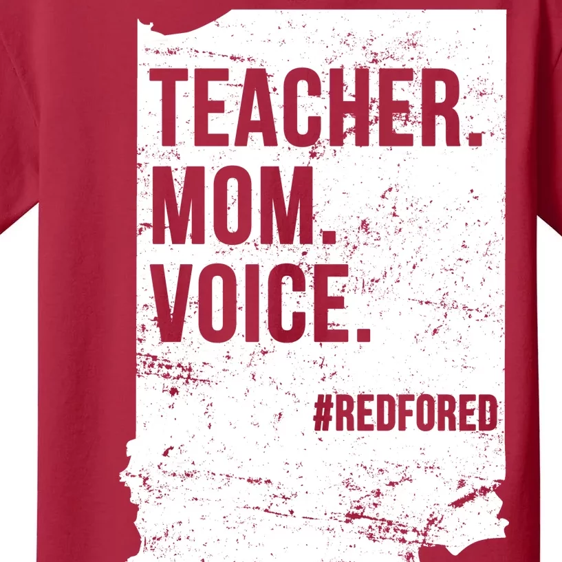 Indiana Teachers Red For Ed Mom Voice Kids T-Shirt