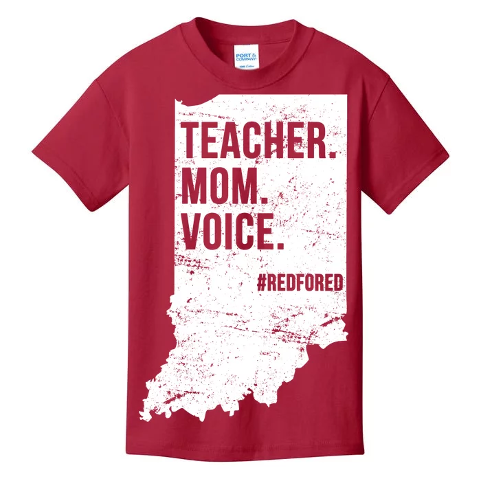 Indiana Teachers Red For Ed Mom Voice Kids T-Shirt