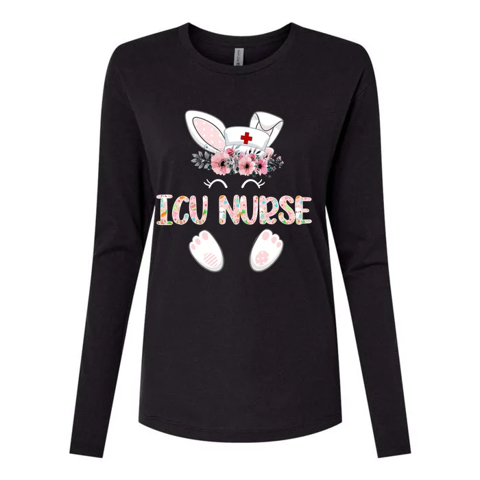 Icu Nurse Easter Nurse Floral Bunny Cute Gift Womens Cotton Relaxed Long Sleeve T-Shirt